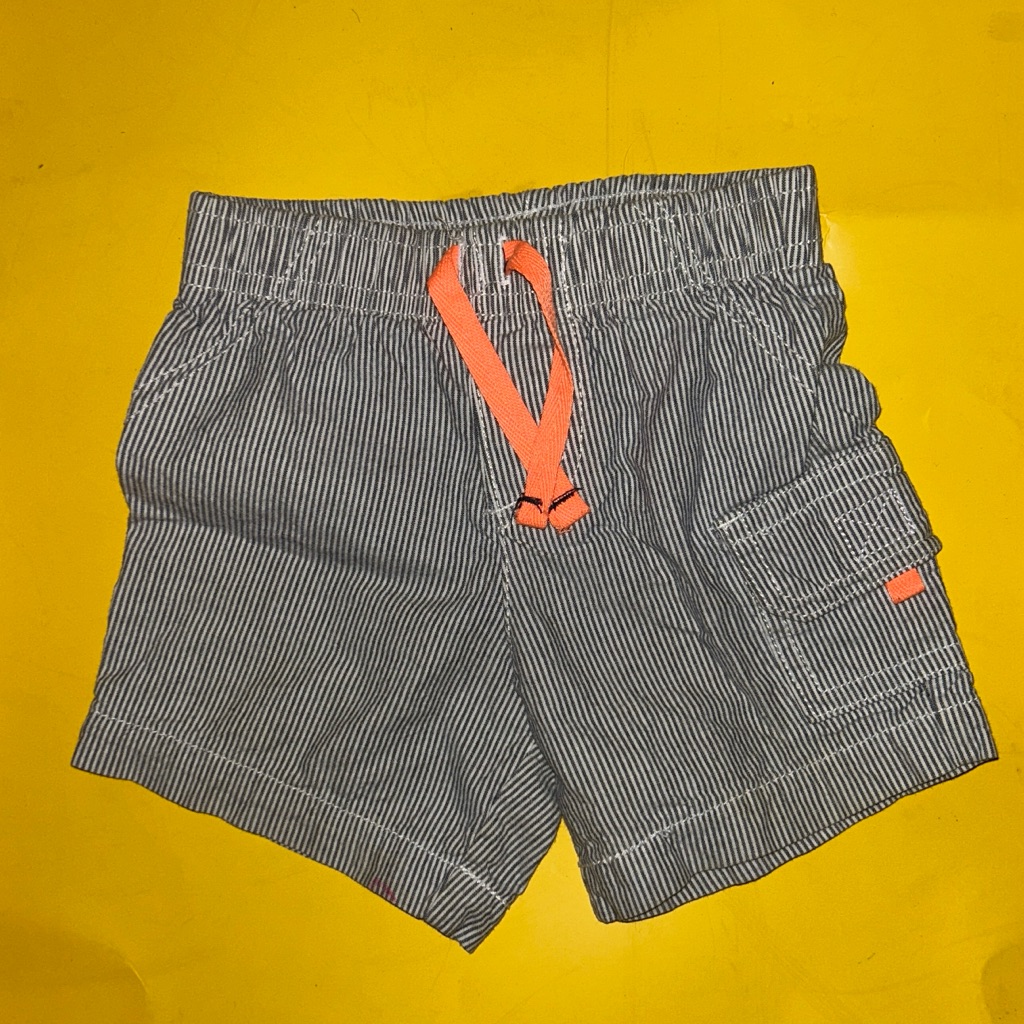 Carter's Gray And White Striped Shorts Size 12 Months